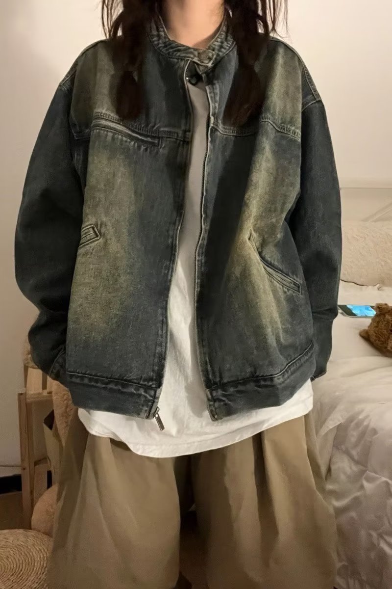 Retro American Denim Coat Loose Jacket