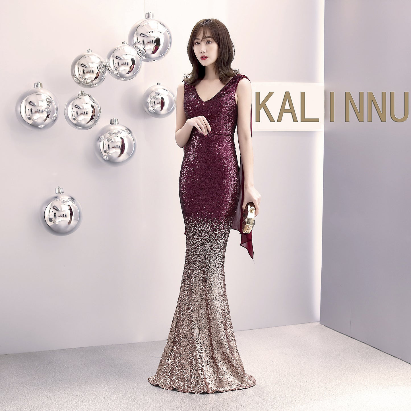 Evening Dress For Women Banquet Elegant Host Sexy Slim-fit Sequined Long Fish Tail