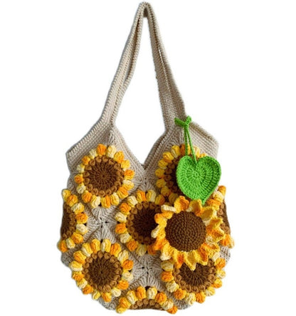 Handmade Diy Wool Woven Three-dimensional Sunflower Shoulder Bag Material Package