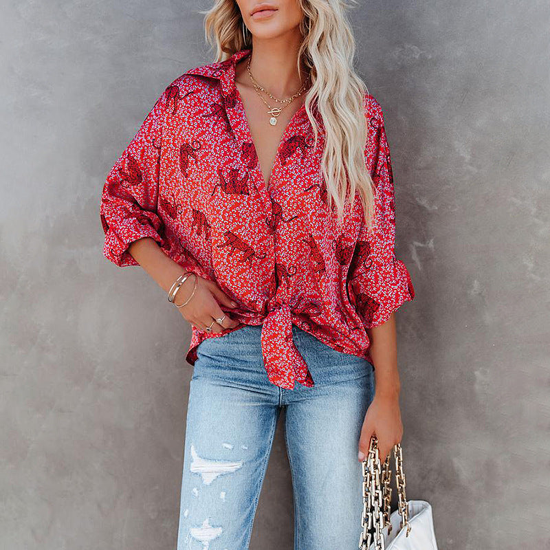 Women's Printed Single Breasted Loose Casual Shirt