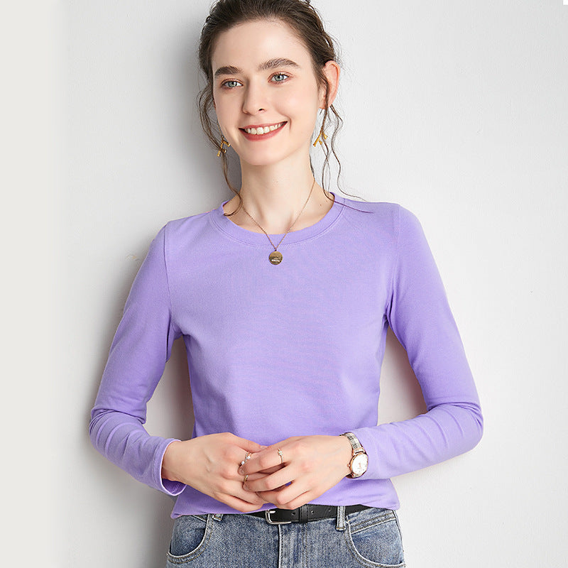 Base Shirt Round Neck T-shirt Loose Solid Color Simple Top