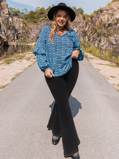 Blouse à Volants et Col Noué de Grande Taille