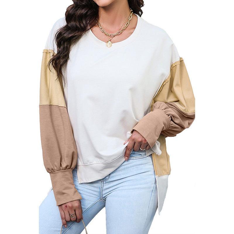 Jersey de cuello redondo para mujer Sudadera casual de manga larga Mujer