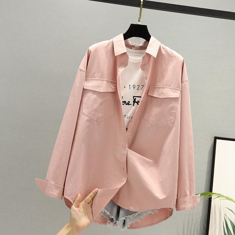 Camisa de manga larga de color sólido para mujer de moda