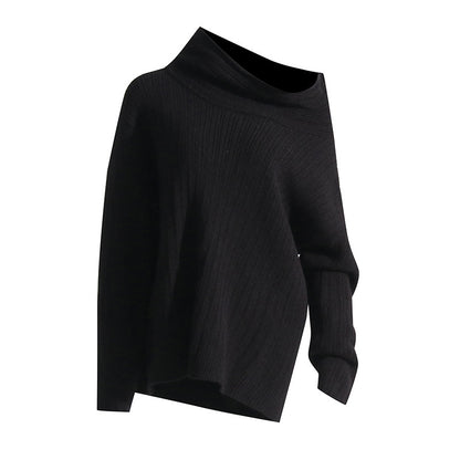 Regular Off-neck Design Loose-fitting Casual Pullover Long-sleeved Shirt