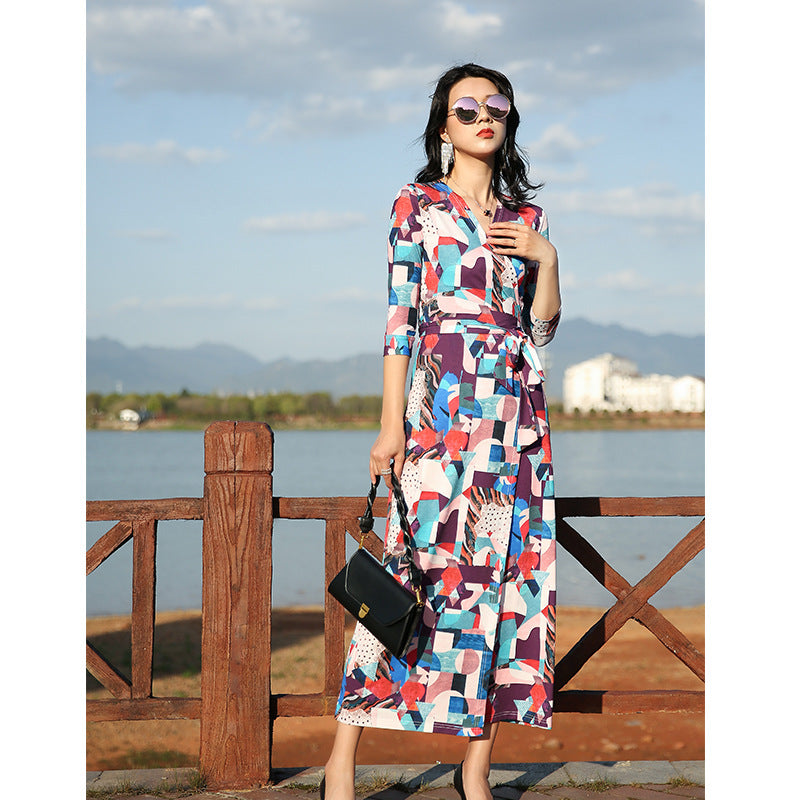 Vestido ajustado de cintura alta adelgazante para mujer, para vacaciones en la playa