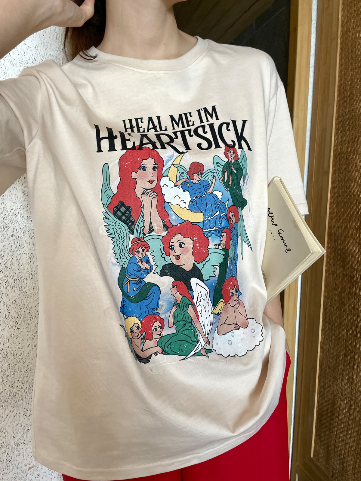 Nueva camiseta de manga corta estampada con cuello redondo, holgada y delgada para mujer