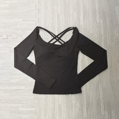 High End Fashion Long Sleeve Nylon Yoga Wear Sports Fitness Top