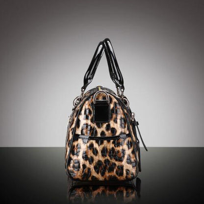 Bolso de mano con estampado de leopardo, de moda, de piel a juego, de gran capacidad, con un solo hombro