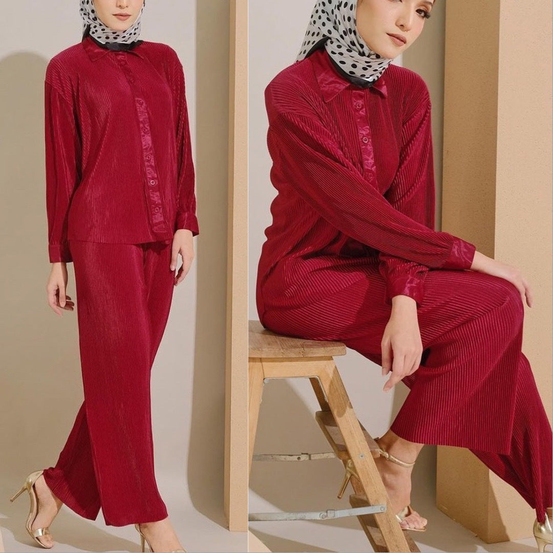 Malaysia Indonesia Clothing Suit Pleated Baggy Pants