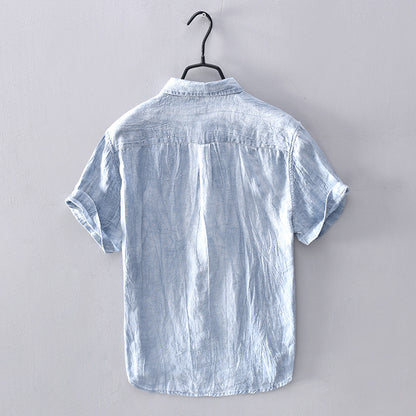 Men's Chinoiserie Vintage Pleated Linen Shirt