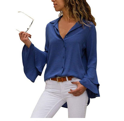 Women's Bow Tie Collar Solid Color Fashion Slim Imitation Silk Long Sleeve Lining