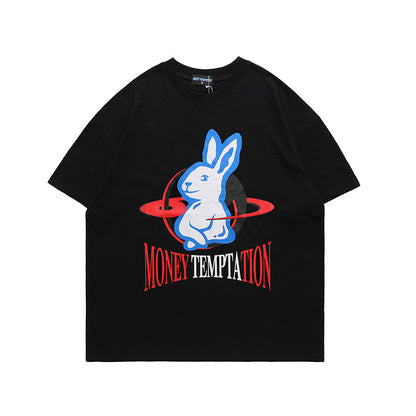 T-shirt d'été à manches courtes imprimé lapin, nouveau