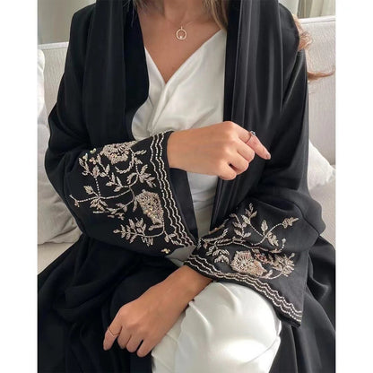 Cardigan ample brodé à manches chauve-souris pour femmes du Moyen-Orient Dubaï