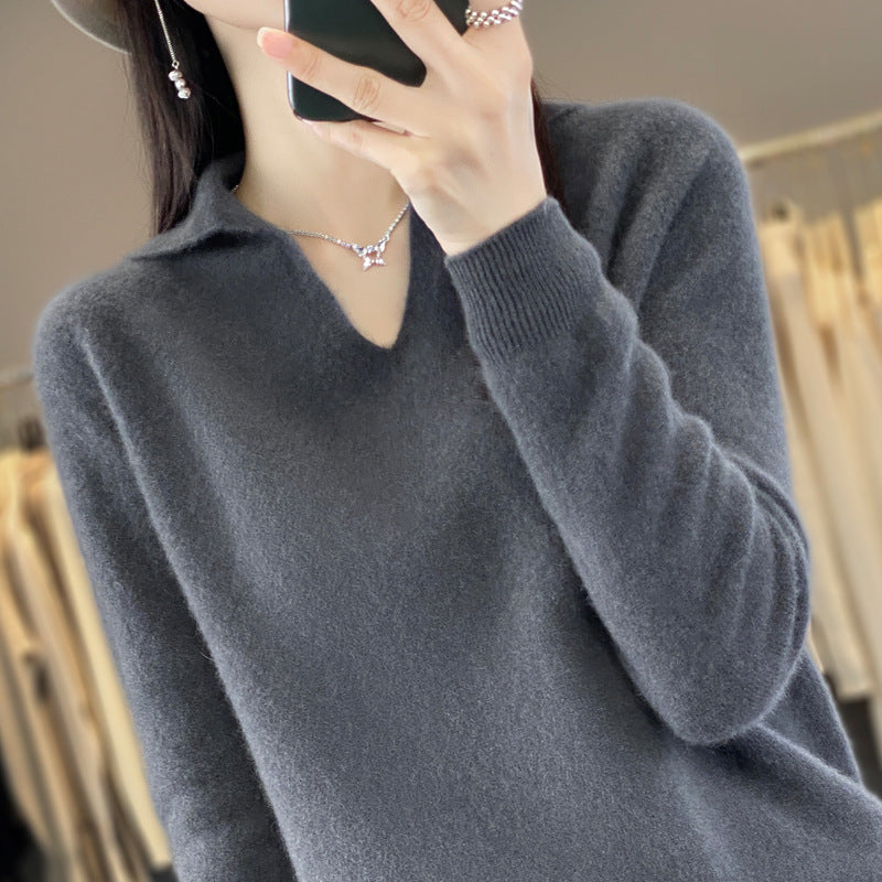 Pure Wool Idle Style Knitted Bottoming Shirt High-grade Top