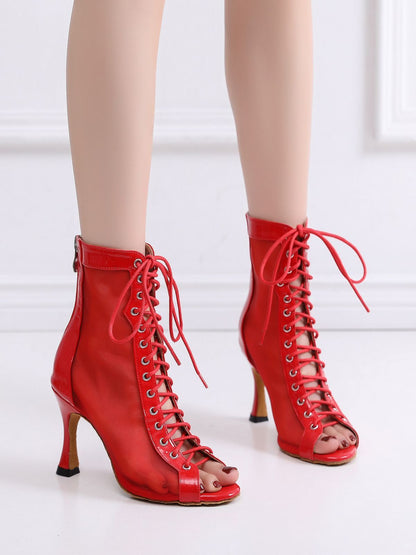 Red Modern High Heel Latin Dance Shoes