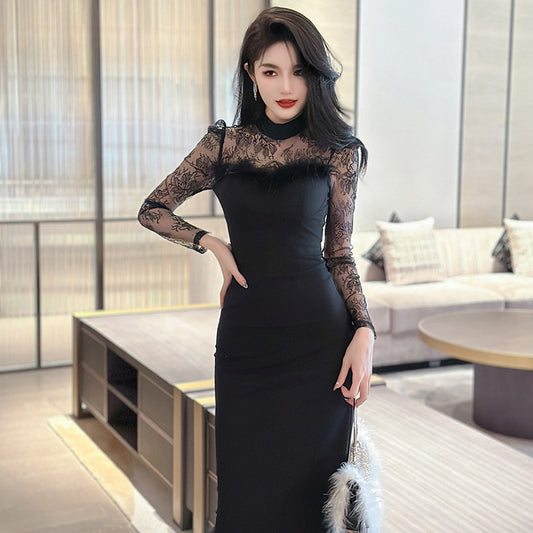 Pure Desire Style Temperament Furry Bandeau Slim-fit Socialite Dress