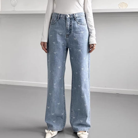 All-matching Wide Leg Straight Jeans For Women