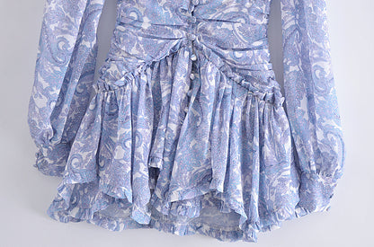 Robe florale féerique rétro européenne et américaine, à manches longues, nouvelle collection