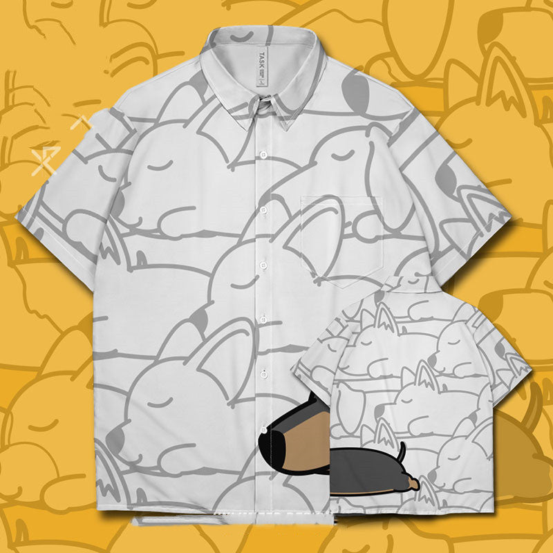 Q Camisa de manga corta con animales de dibujos animados lindo para hombres y mujeres