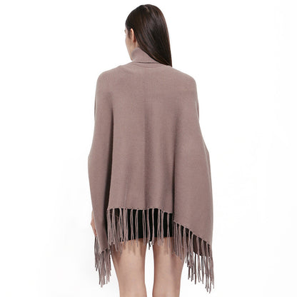 Monochrome Cashmere Shawl Bat Sleeve Coat