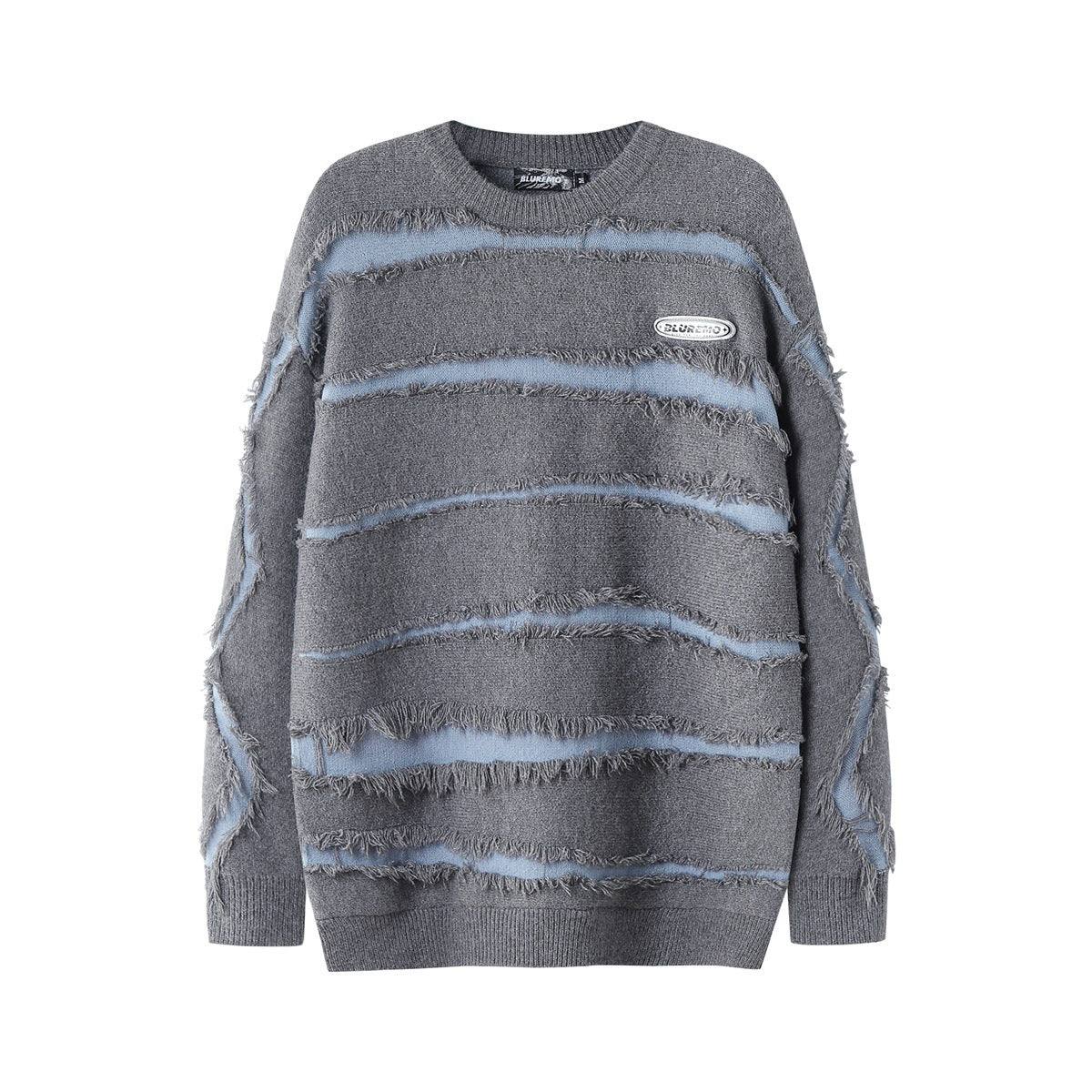 Irregular Cut Deformed Striped Solid Color Sweater