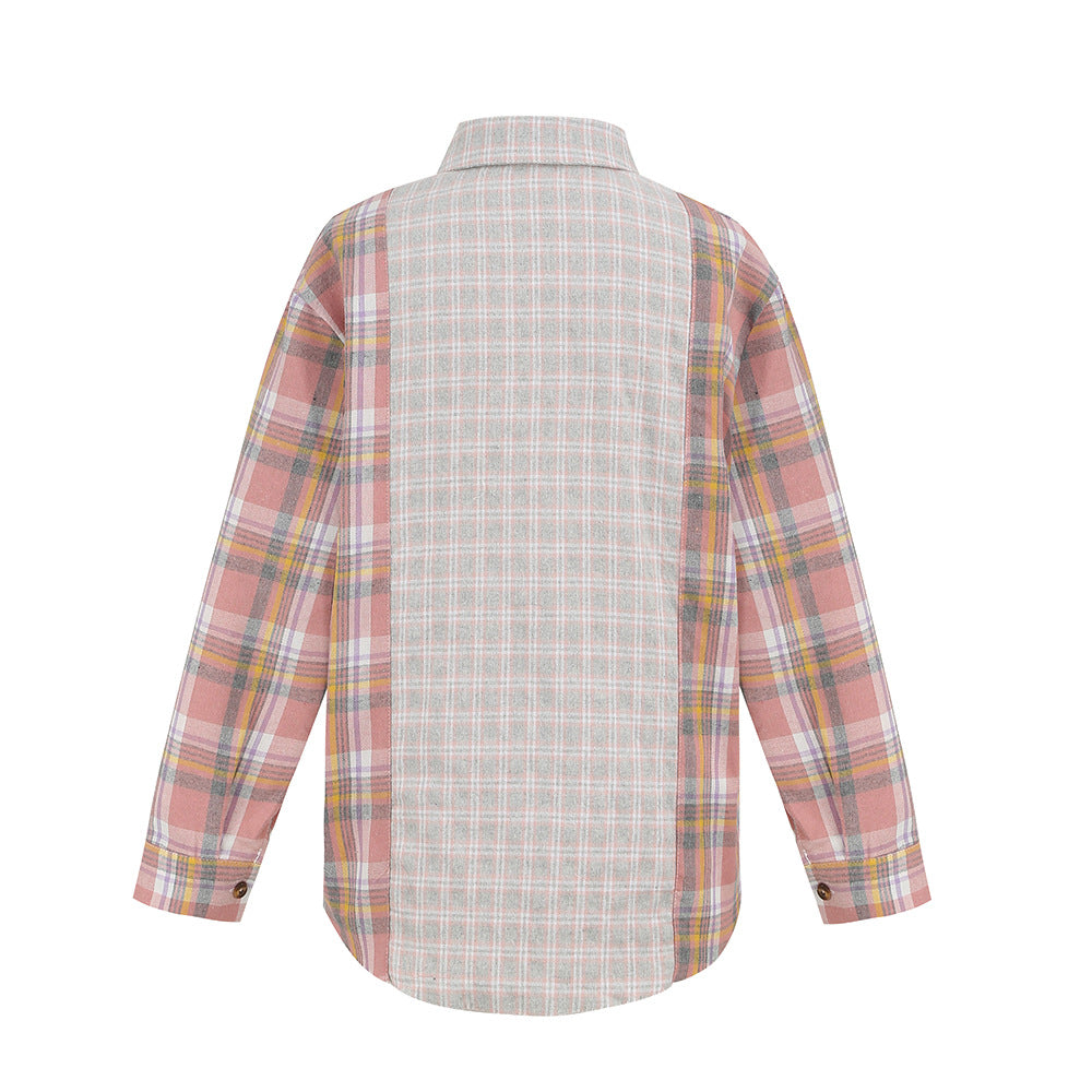 Multicolor Paneled Jacket Cardigan Single Breasted Shirt