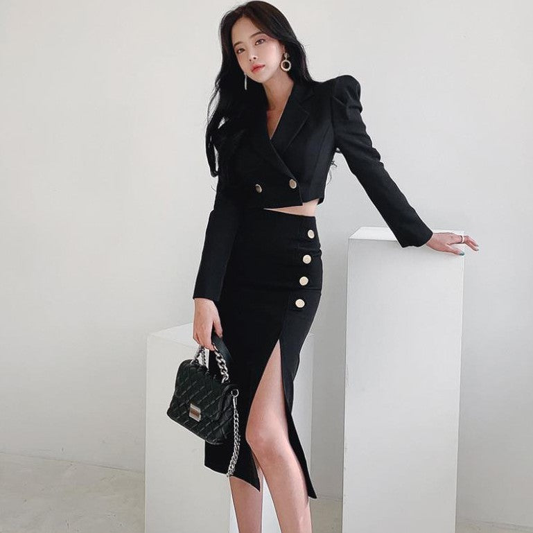 Women's Graceful And Fashionable High Waist Slimming Coat Skirt Suit