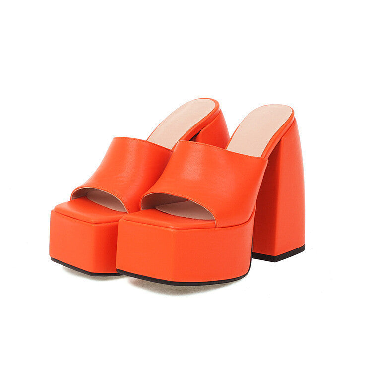 Fall Thick Bottom Square Peep-toe Slippers