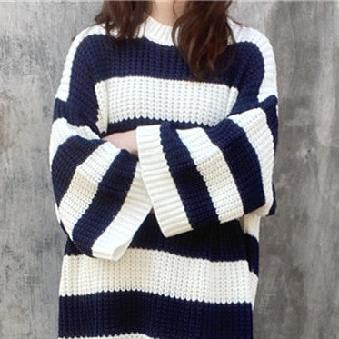 Woolen Skirt Knitwear Loose Striped Long