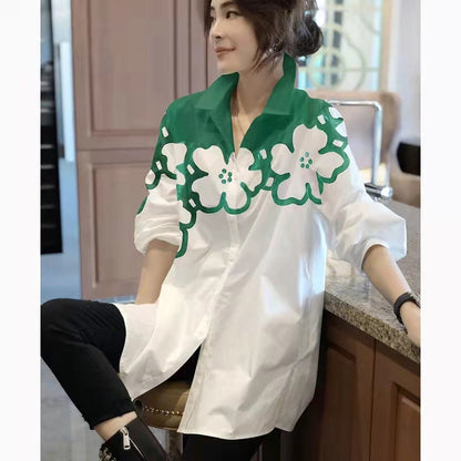 Women's Mid-length White Shirt Design Niche Loose