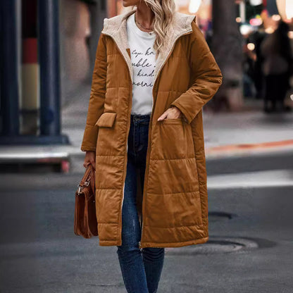 Fashion Simple Stitching Long-sleeved Hooded Jacket