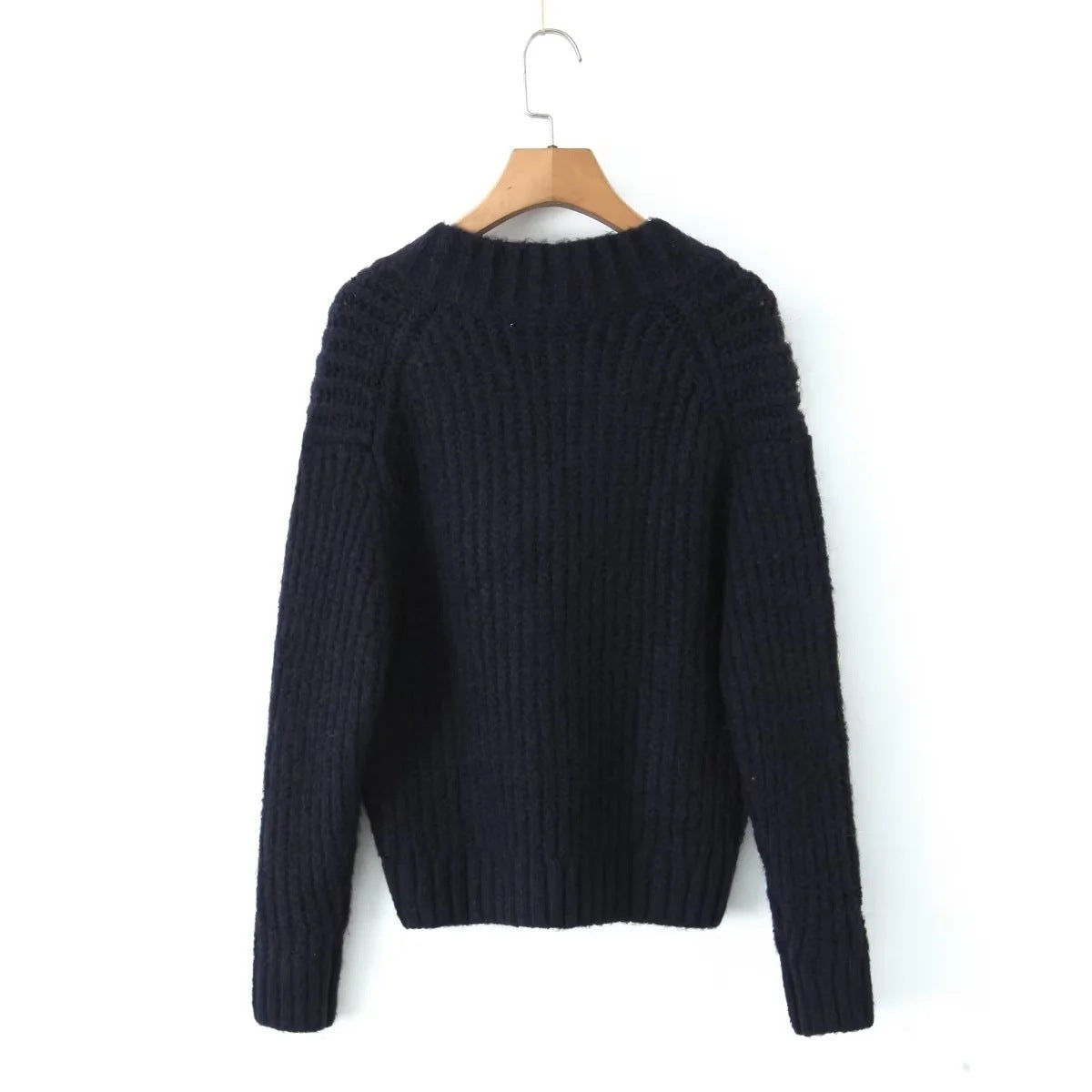 Simple All-in-one Solid Color V-neck Long Sleeve Sweater Sweater Woman