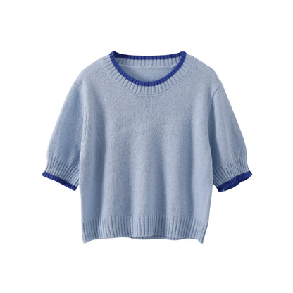 Soft Waxy Solid Color Mid-sleeve Knitted Sweater