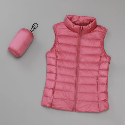 Gilet en duvet léger pour femmes, gilet court et Slim de Style coréen à col montant