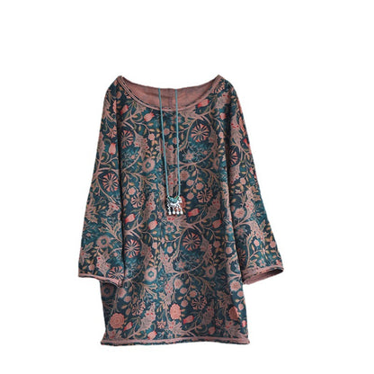 Retro Printed Loose And Comfortable Round Neck Short Sleeve