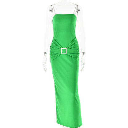 Women's Stitching Collar Slim Fit Long Dress