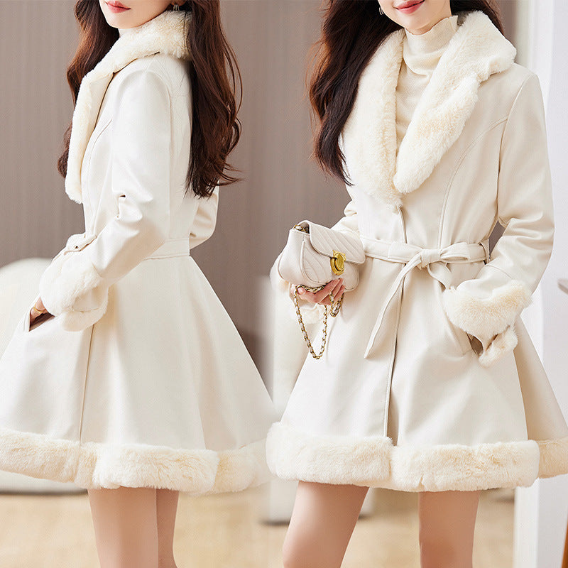 Women's Fashion Velvet Padded Sheepskin Coat