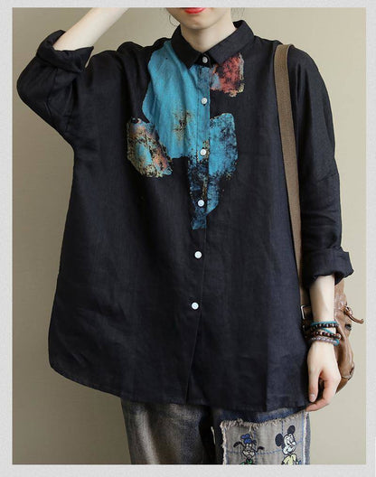 Retro Loose Art Long Sleeve Shirt