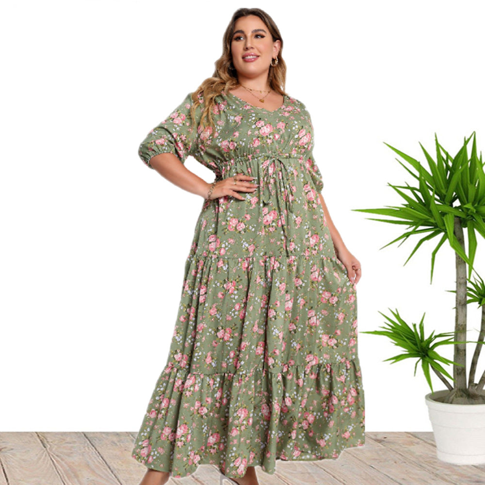 Robe ample imprimée bohème pour femmes