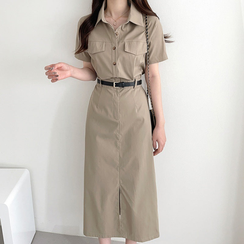 Long Slit Dress With Belt Female