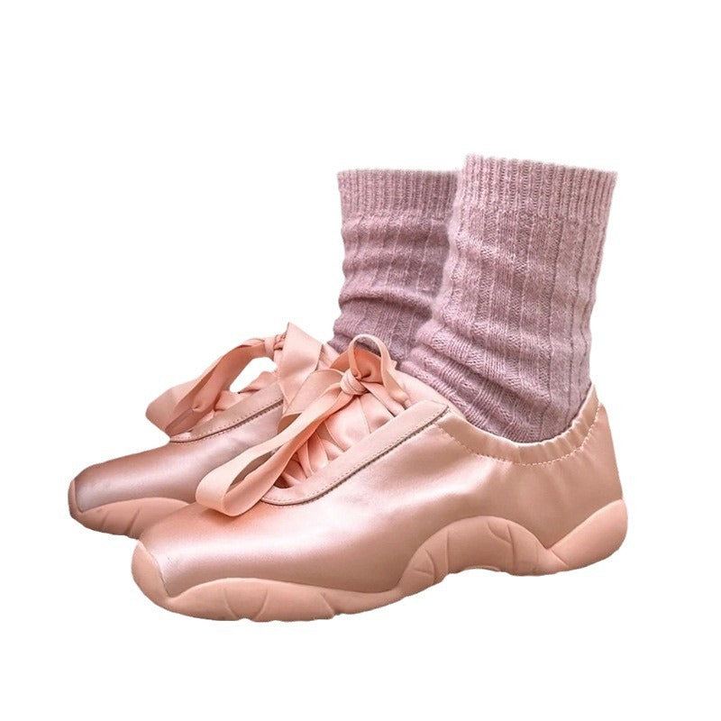 Zapatillas de ballet con cordones plateadas para mujer Zapatilla informal