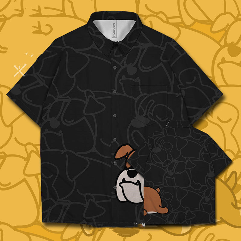 Q Chemise à manches courtes avec animal de dessin animé mignon pour hommes et femmes