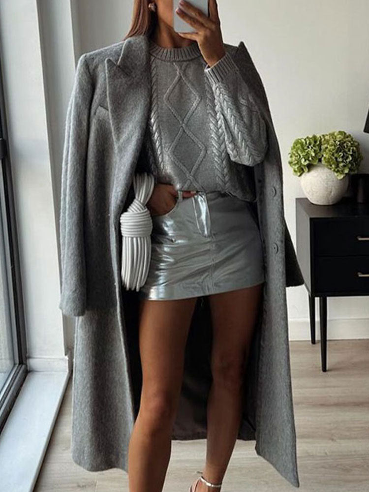 Fashion Metal Rib Twisted Sweater Pullover