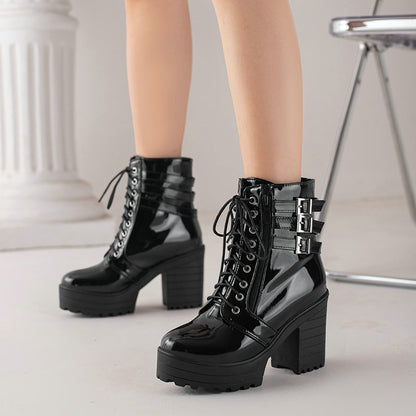 Women's Autumn And Winter Thick Heeled Short Boots