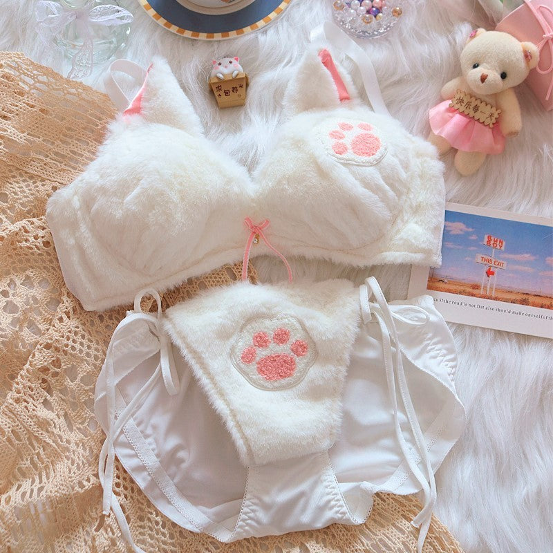 Moon Rabbit Girl Plush Bra Panties Set