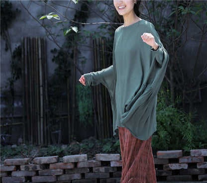 Summer Irregular Hem Smooth Pullover T-shirt Tops