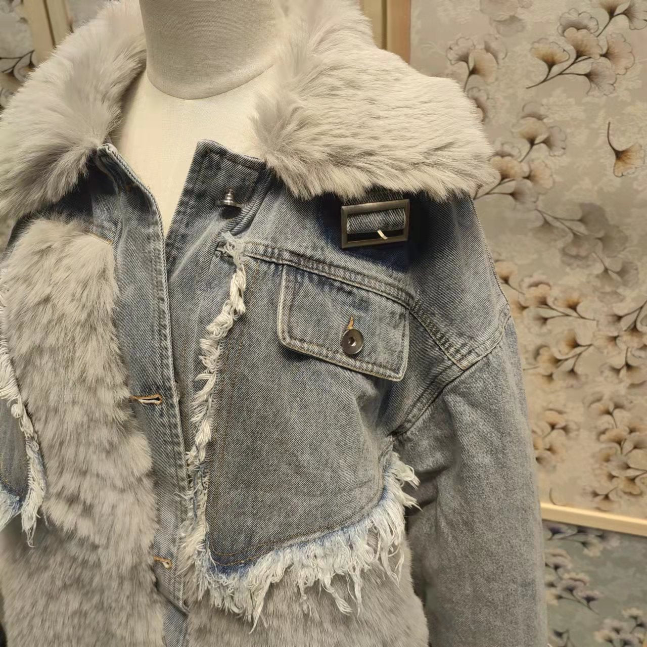 Women's Environmental Fur Coat Denim Parka