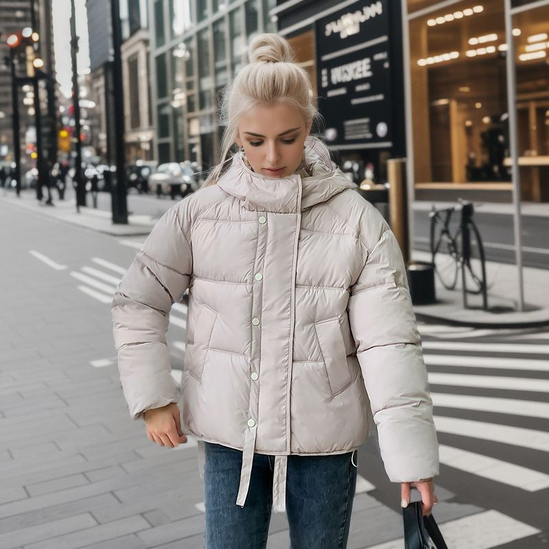 Chaqueta de algodón con capucha cálida de estilo extranjero