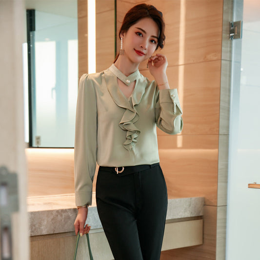 Business Office Blouse Beauty Salon Front Desk Professional Wear Shirt